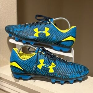 Under Armour Men's Soccer Cleats Size 9.5 Style 1246302-428 Green and Blue